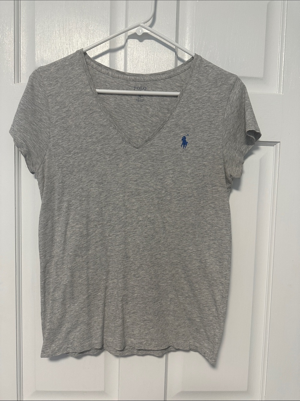 Polo by Ralph Lauren Heather Gray V-Neck Tee with Blue Pony